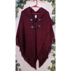 Neiman Marcus Chunky Knit Claw Button Front Poncho